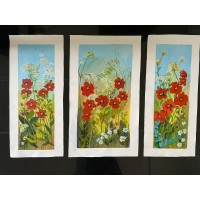 Set of 3 Botanical and Floral Acrylic Art Painting