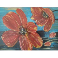 Red Poppies- Original Acrylic Painting  -12 Inch Height * 15 Inch Width
